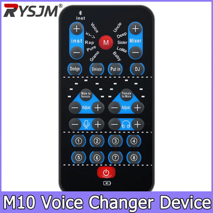 Recording Sound Card M10 Voice Changer Device Handheld Live Sound Card Sound Board Set for Podacsting Broadcasting Singing Recor