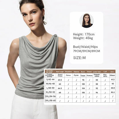 Amii Cowl Neck Women's Tank Top 2026 Summer New Stretch Knit Sleeveless Camisole Loose Casual Holiday Vest For Women 12622062