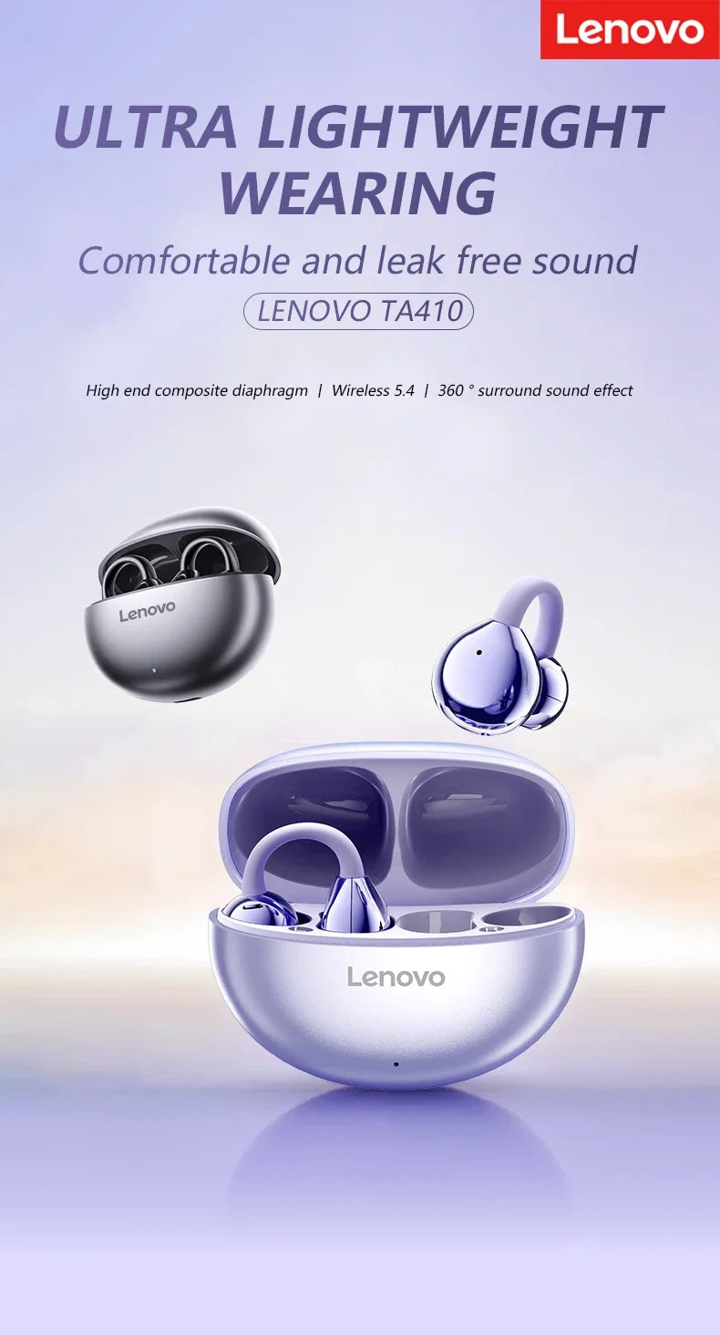 Original Lenovo TA410 Bone Conduction Wireless Earphones OWS 5.4 Bluetooth Headphones Stereo Music Call Noise Cancelling Earbuds