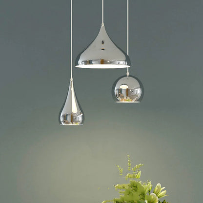 Nordic Plating Sliver Globe Ball Mirror Pendant Lights E27 Iron Hanging Lamp luxury Silver Brass Art Kitchen Hotel Pendant Lamp
