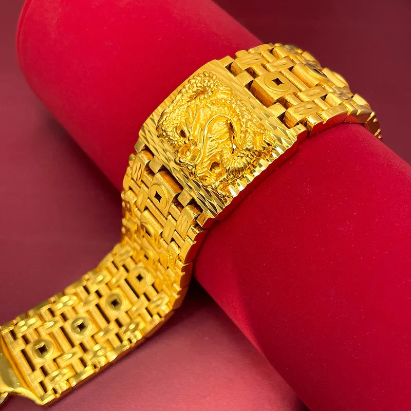 High-end boutique 9999 24K real gold men's boss bracelet domineering Xianglong watch bracelet