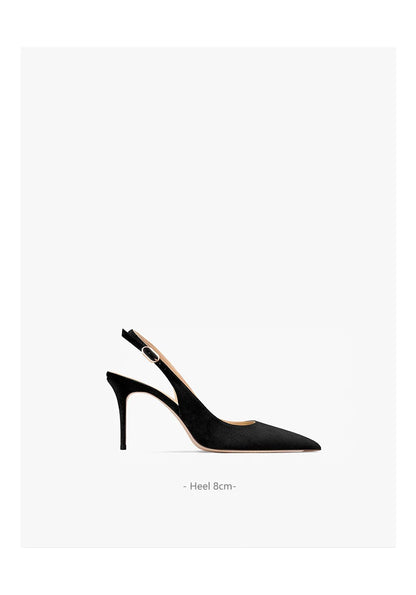Women's Heeled Sandals New Black Suede Pointed Toe Stiletto Pumps Luxury Gladiator High Heels Elegant Sexy Party Wedding Shoes