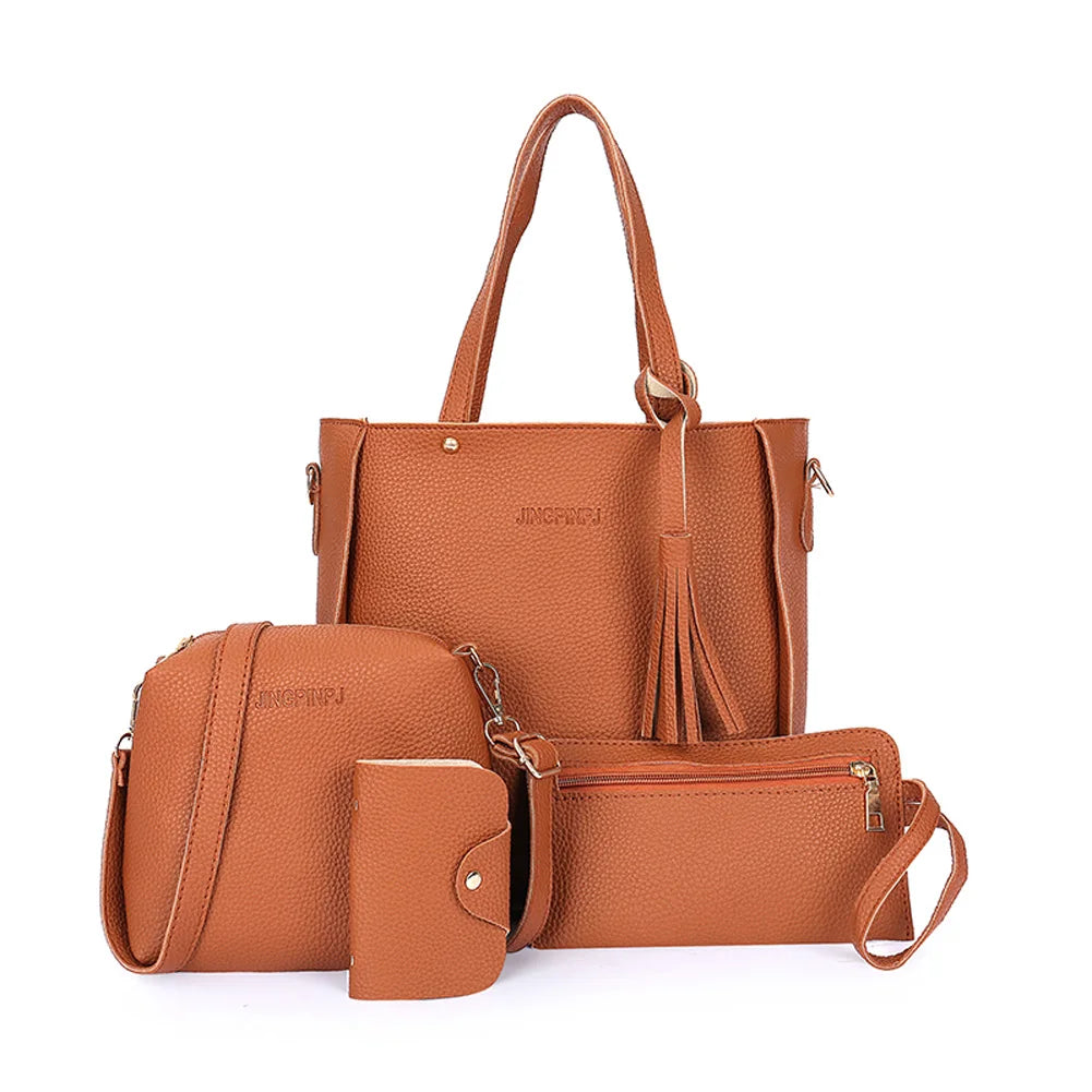 4pcs/set Women Elegant Tote Bags Heavy Duty Multiple Colors Available Bag for Eyeglasses Phones Cosmetics