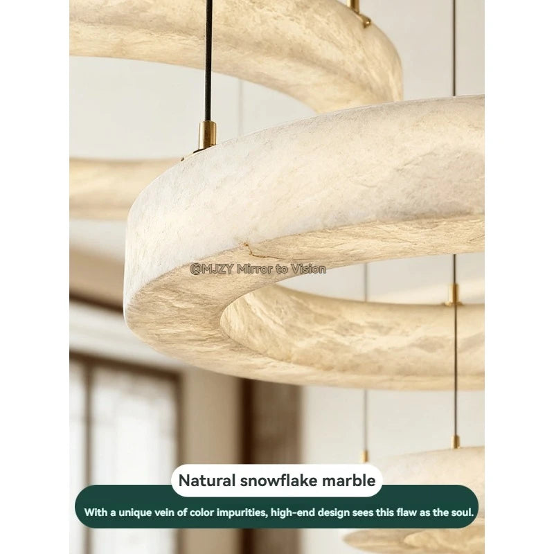 Alabaster Chandelier Spanish Natural Marble Round Hanging Chandeliers For Living Dining Room Loft Bedroom Alabaster Lights
