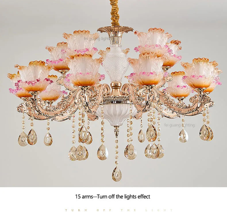 New Bedroom Chandelier  European Luxurious Atmospheric Lighting Fixture Home Living Room Dining Room Light Luxury Crystal Lamps