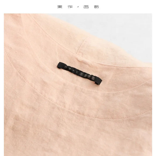 Plus-Size Women's Clothing~Hemp Long-Sleeved Shirt, Casual Sun-Protective Top, New Spring/Summer 2026 Style