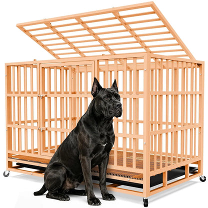 48 Inch Heavy Duty Strong Metal Dog Crate,Indestructible Escape Proof Kennel For High Anxiety Large Dogs, Custom