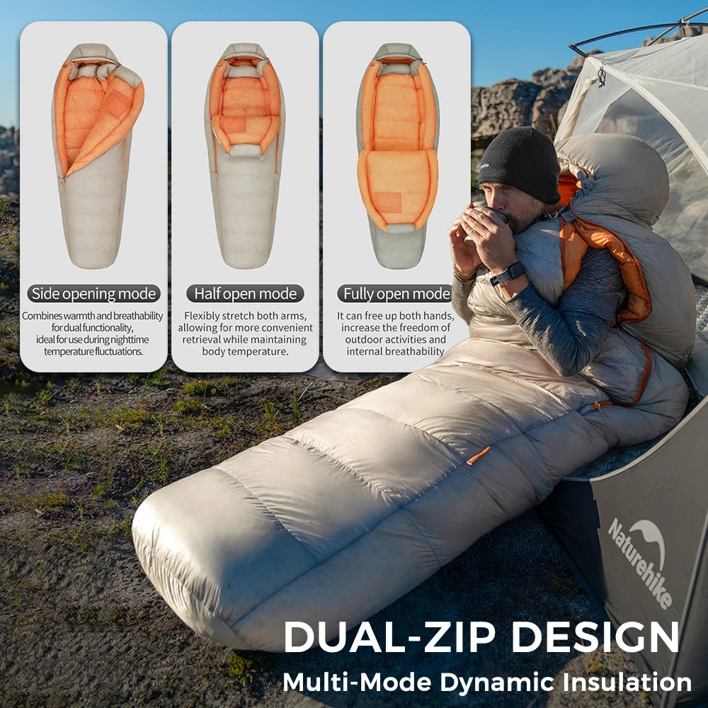 Naturehike Snowbird Pro Goose Down Sleeping Bag Winter Sleeping Bag Ultralight Hiking Camping Goose Sleeping Bag Thickened Cold