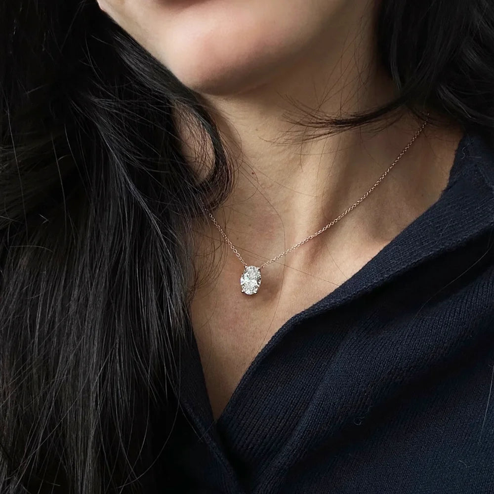 COSYA 1/2/3CT Oval Cut Moissanite Solitaire Necklace For Woman S925 Silver Plated 18K Gold Lab Diamond Chain Dainty Fine Jewelry