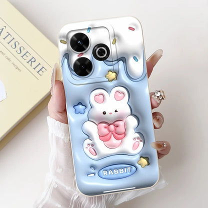 Casing For Redmi 13 Case 13 5G Cute Cat Fashion Luxury Flowers Silicone Shockproof Back Cover For Redmi 13 5G Phone Case Bumper