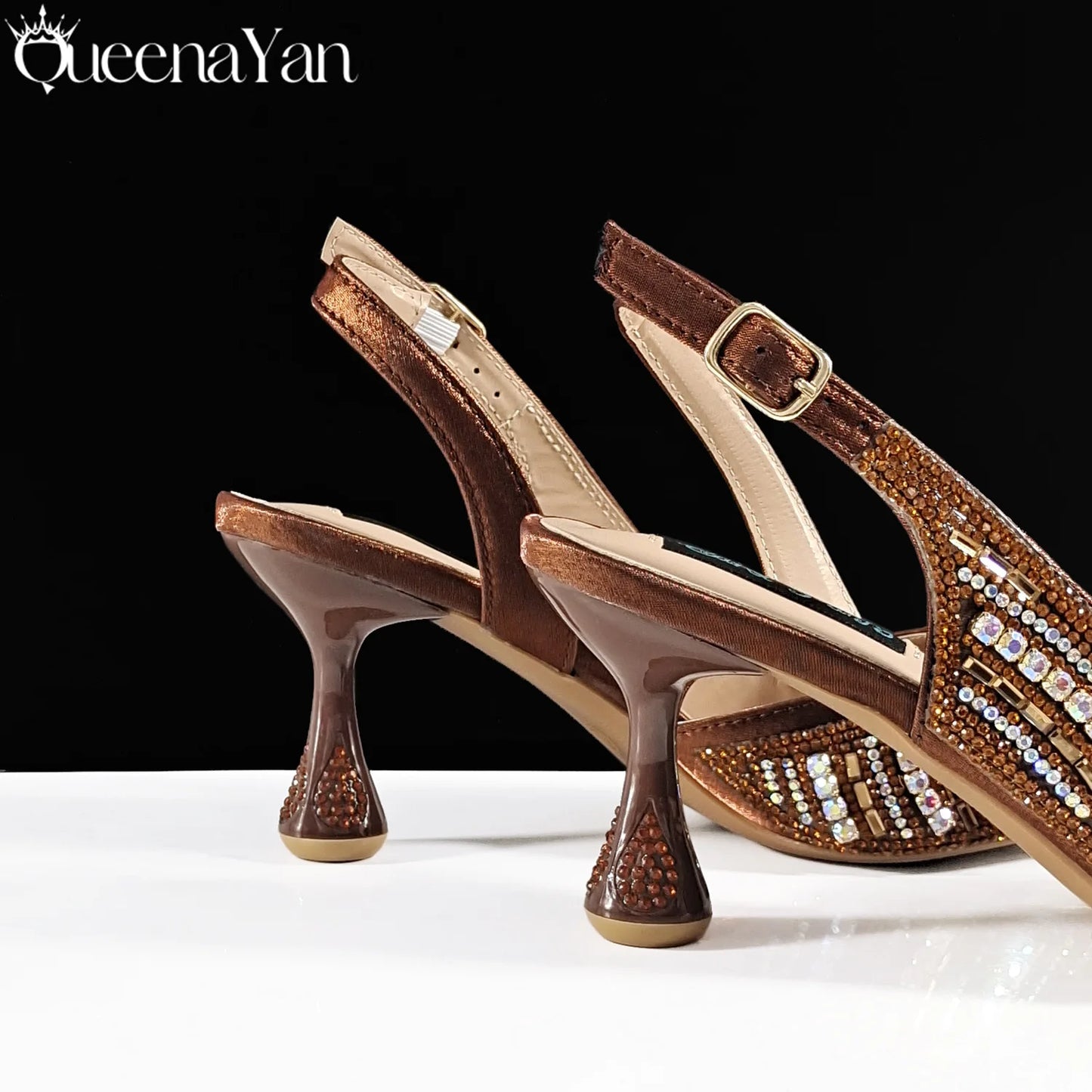 Queena Yan High-end Matching Women's Shoes with Diamond Hard Box Bag Popular in Nigeria Party Women's High Heels