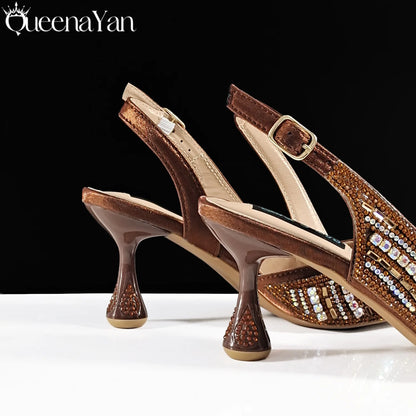 Queena Yan 2026 Elegant Nigerian Women's Royal Blue Only Shoes or with Rhinestone Handbag Set - Italian Design for Weddings