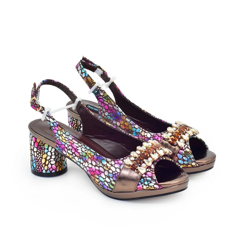 Fashion Italian Matching Nigerian Shoe and Bag with Rhinestone Wedding Shoes for Women Bride African Shoes and Bags Matching Set