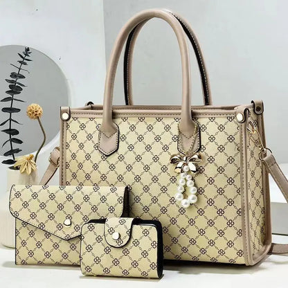 Luxury Bead string Handbags 3 Pieces set Women Bags Designer Tassel Purses Handbags Composite Messenger Female Bag