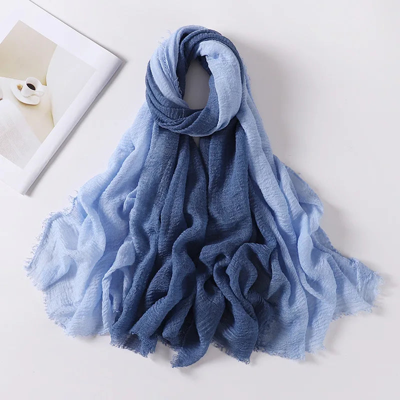 180*90cm Gradient Cotton Linen Women Muslim Hijab Scarf Woman Islamic Arab Shawl Wrap Head Scarves Ready To Wear Headscarf