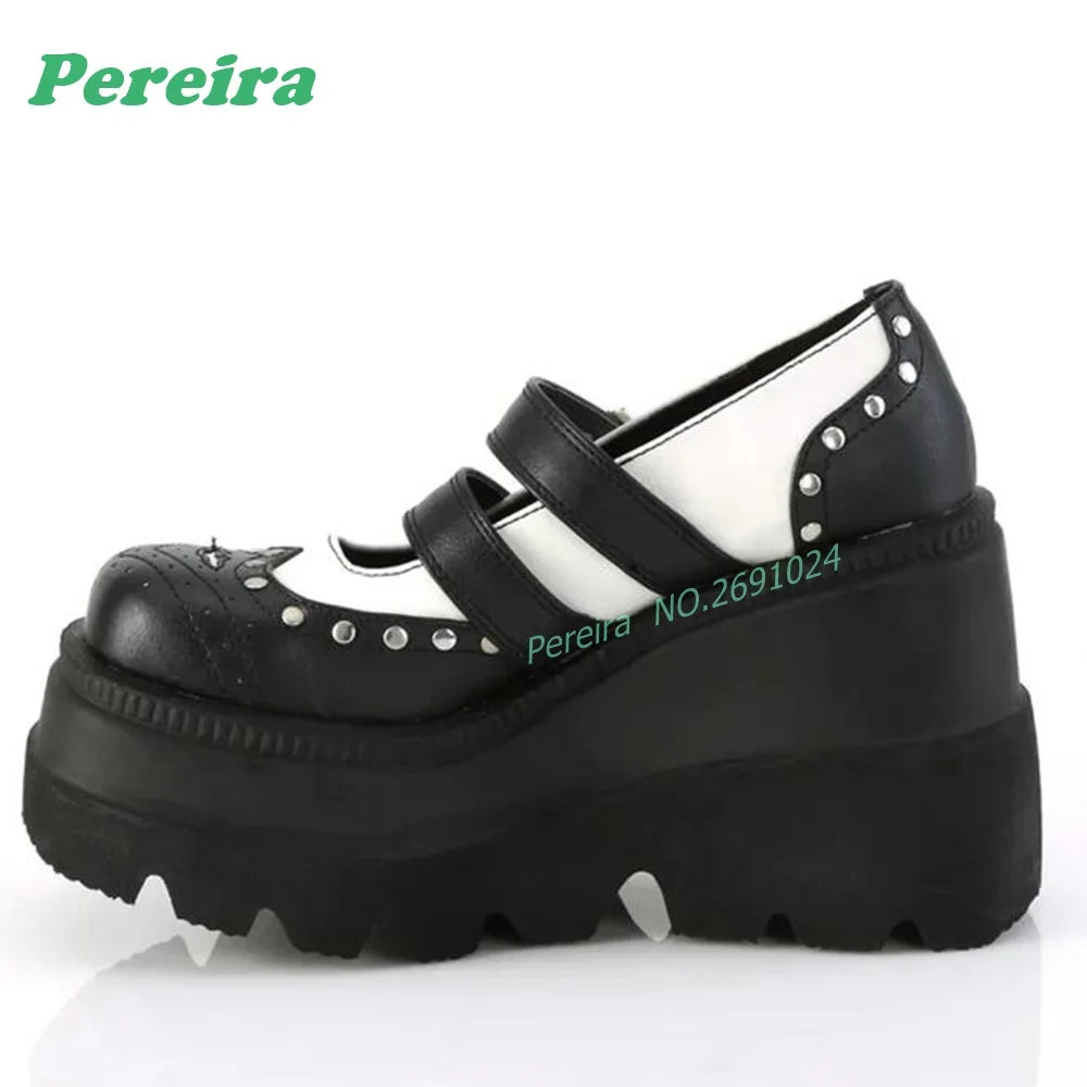 Pink Patchwork Multi-Buckled Ankle Boots Round Toe Gothic Thick Soled Shallow Women's Boots Autumn Summer Cutout Punk Shoes Sexy