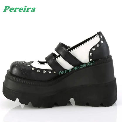 Pink Patchwork Multi-Buckled Ankle Boots Round Toe Gothic Thick Soled Shallow Women's Boots Autumn Summer Cutout Punk Shoes Sexy