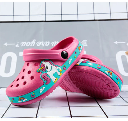 Children Shoes Baby Boys Slippers Cartoon Excavator Print Clogs Summer Breathable Soft Indoor Sports Boy Slippers