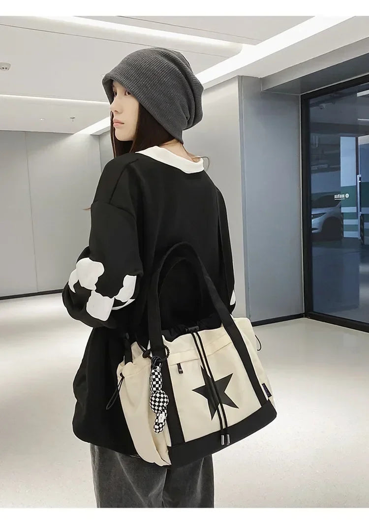 Women New Crossbody Bag Wholesale Large Capacity Couple Shoulder Bag New Casual Nylon Tote Bag Luxury Drawstring Handbag 2025