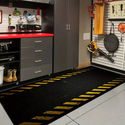 VIKAMA Black Sports Vitality Style Long Carpet Cool Motorcycle Mat for Car And Bicycle Parking