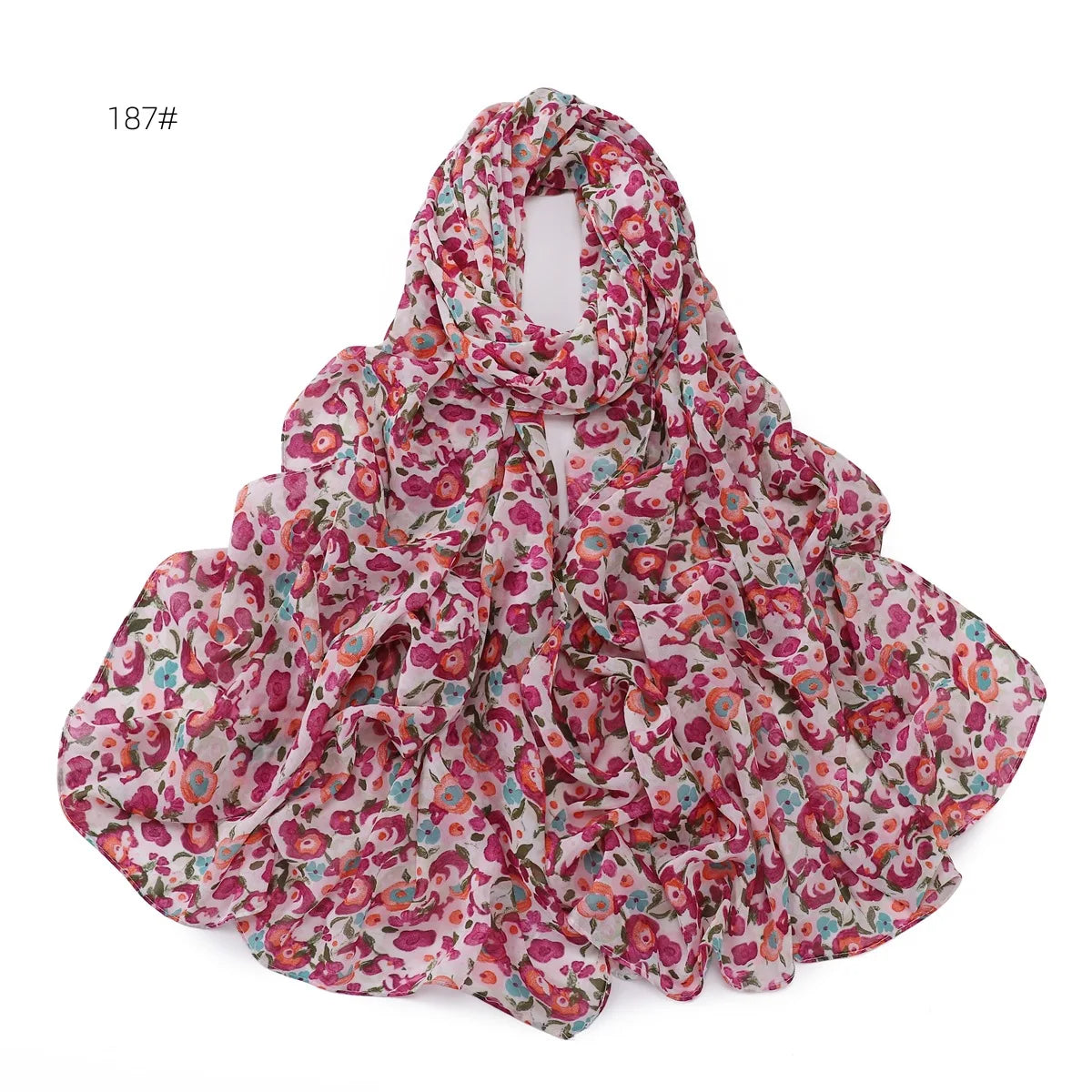 66 Colors Pearl Chiffon Printed Hijab Scarf New Fresh Small Floral Polka Dot Sunscreen Silk Scarf Shawl Turbans for Women Hijabs