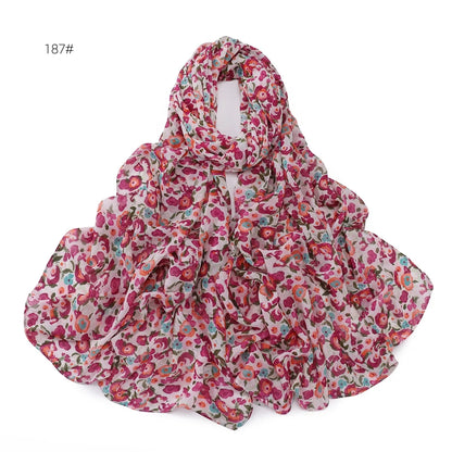66 Colors Pearl Chiffon Printed Hijab Scarf New Fresh Small Floral Polka Dot Sunscreen Silk Scarf Shawl Turbans for Women Hijabs