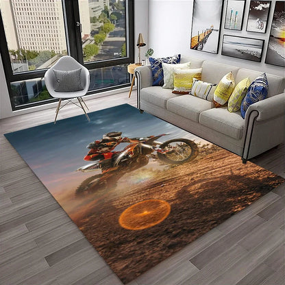 Off Road Motorcycle Racing Moto Carpet Rug for Home Living Room Bedroom Sofa Doormat Decor,Kid Play Area Rug Non-slip Floor Mat