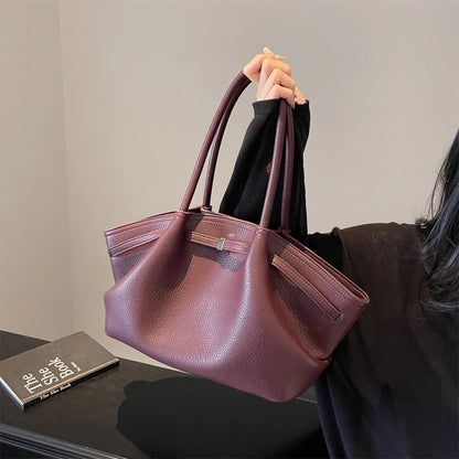 2026 New Lychee Pattern Underarm Shoulder Bags For Women Soft PU Leather Large Capacity Mini Tote Bag Luxury Designer Handbags