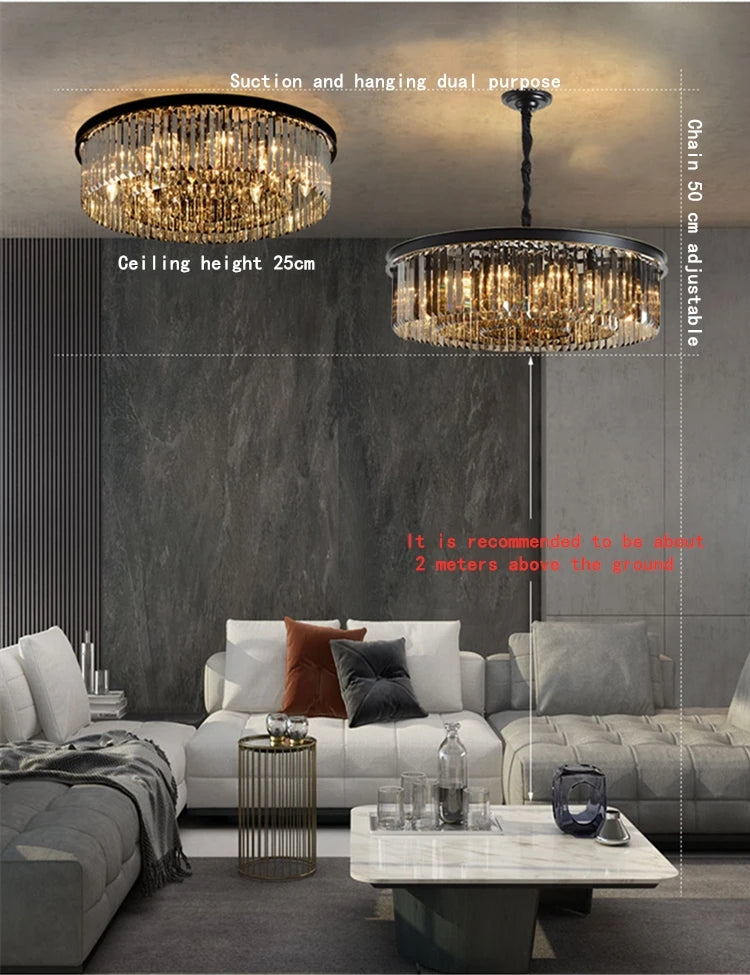 Nordic Designer Luxury Ceiling Chandeliers Modern LED Crystal Pendant Lights for Bedroom Living Room Light Fixtures