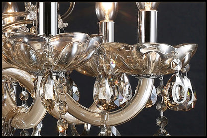 New Modern Candle Cognac Color Crystal Chandelier Living Room Large Light Atmosphere Restaurant Bedroom Lobby Hotel Hanging Lamp