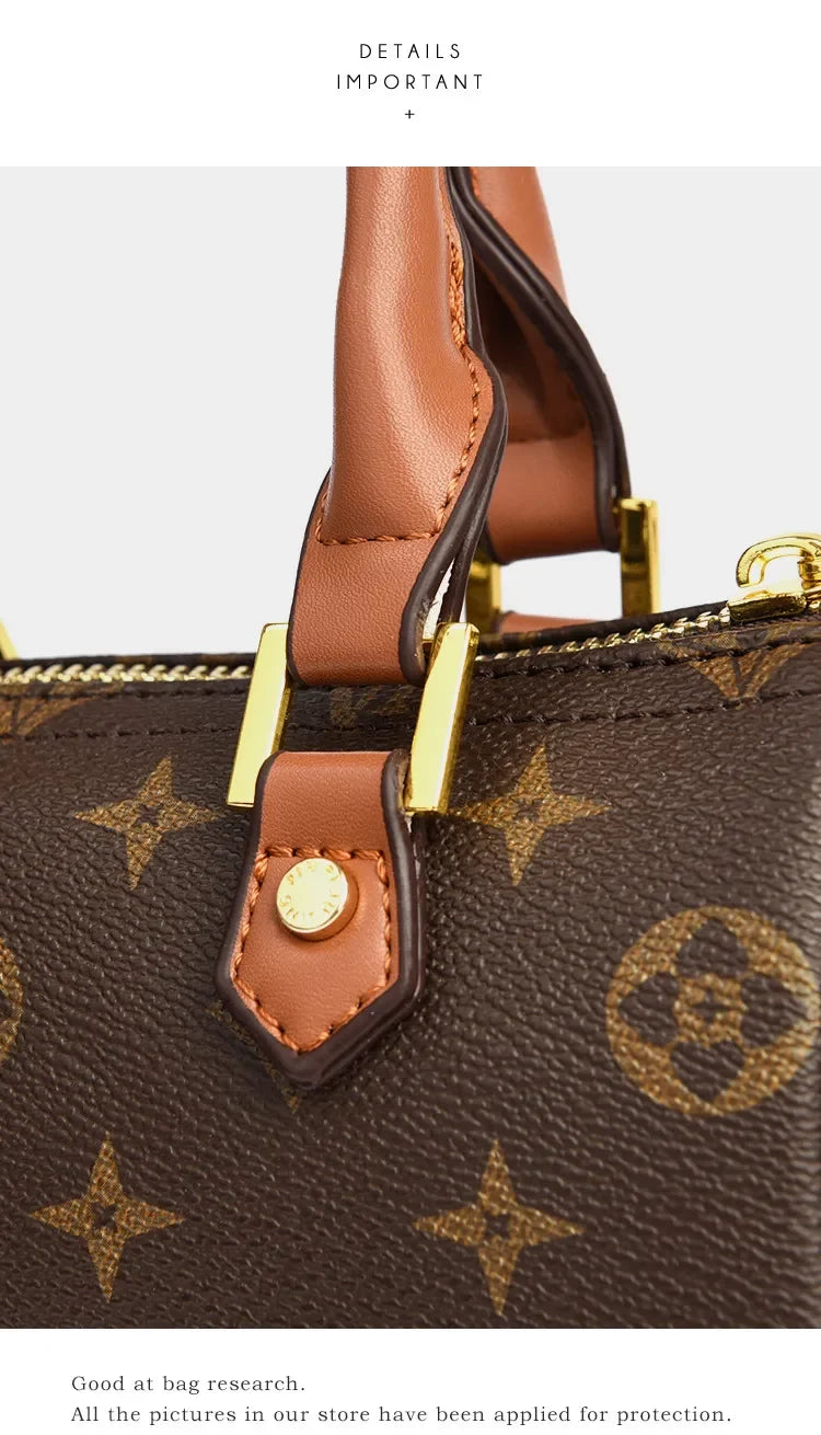 Luxury OULAIMEIZI 2026 New Fashion Retro Classic Letter Printed Designer Boston Bag Temperament Trendy Shoulder Bags for Women
