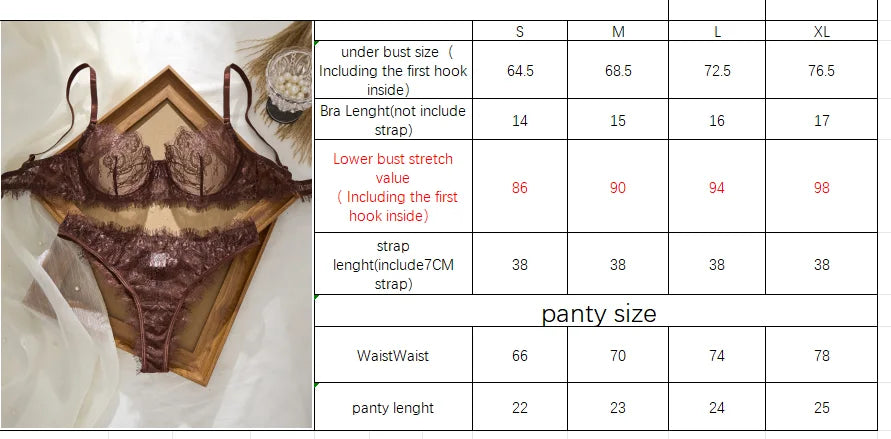 Ladies' Basic Style Thin Lace Bra And Panty Set Seamless Single Layer Eyelet Underwear Comfortable Intimate Apparel