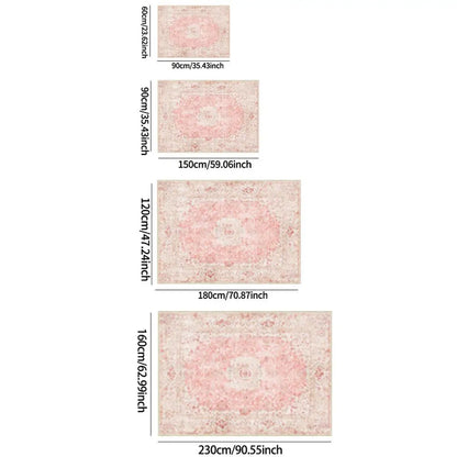 VIKAMA Pink and Vintage Persian Pattern Carpet, Light Luxury Atmosphere, Living Room Sofa Carpet, Bedroom Bedside Carpet