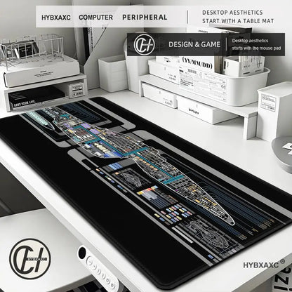 Starship Blueprint Pad Desk Pad HYBXAXC Gamer Computer Cabinet Star Trek Game Office Accessories Keyboard Anime Extended Large