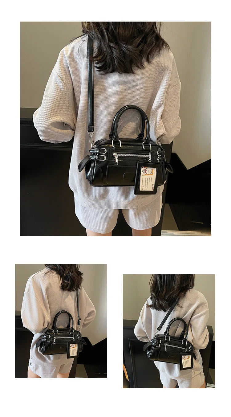 Stylish Design Glossy PU Sqeare Shoulder & Crossbody Bags Solid Zipper Hot Trendy Designer Style Handbags for Women 2025 New
