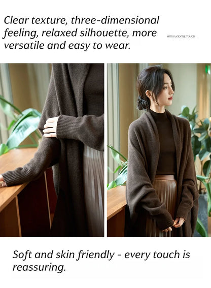 Light Luxury Autumn Winter Woman Shawl Elegant Female 100% Merino Wool Knitwear New Fashion Ladies Tassel Scarf Solid Jersey