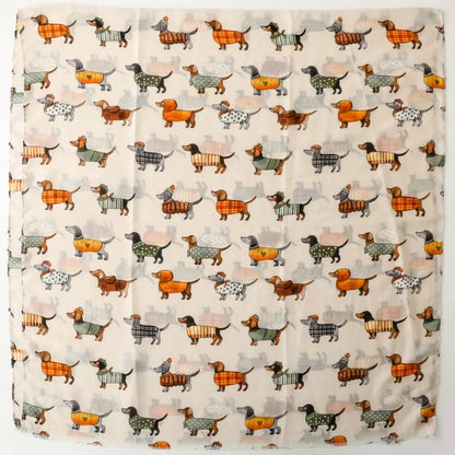 Cozy Dachshund Dog Cat Pattern Viscose Shawl for Women - 180x90Cm Fringe Detail Breathable Thin Wrap Scarves Autumn/Winter Snood