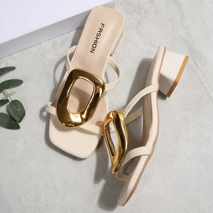 Women Sandals Sexy Designer Wedding Shoes Elegant Women Sandals Medium High Heel Open Toe Luxury Fashion Party Women's Shoes