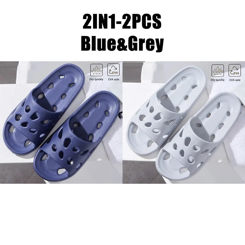 Bathroom House Cheese Slippers Light Weight Water Leaky Beach Flip Flop Non-slip Pool Swimming Aqua Shoes