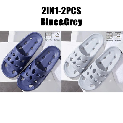 Bathroom House Cheese Slippers Light Weight Water Leaky Beach Flip Flop Non-slip Pool Swimming Aqua Shoes