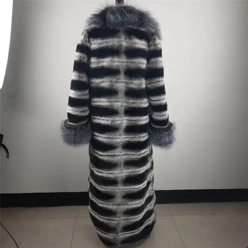 Women Rabbit Fur Jackets Real Rex Rabbit Fur Coat Women's Long Coat High Quality Winter Warm Natural Fur Party Jackets