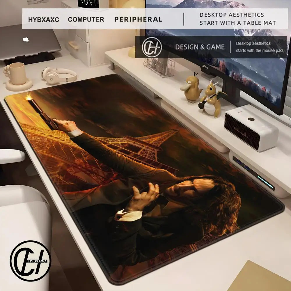 John Wick Mousepad Non-slip Lockedge Office Student Gaming Thickened Large Writing Pad Cushion 100x50