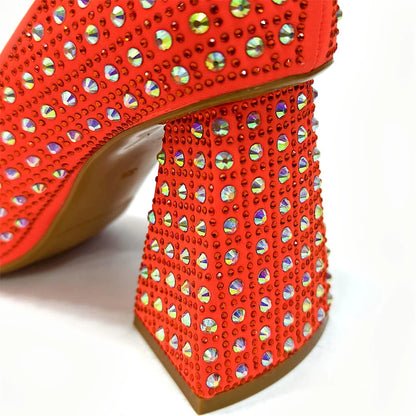Venus Chan-Nigerian Heel Party for Women Yellow Shoes and Bag Set Rhinestone Handbag Italian Design Wedding INS 2024
