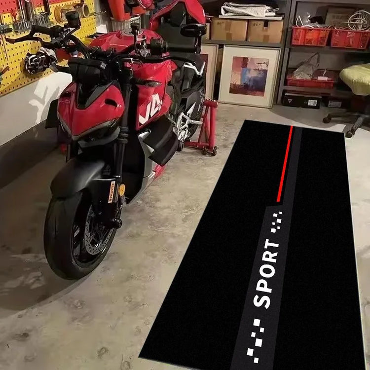 VIKAMA Retro Tire Print Motorcycle Pit Mat Anti Slip Waterproof Oil Resistant Floor Rug For Motorbike Garage Workshop Parking
