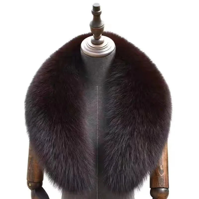 Fox Fur Collar 100% Real Fox Fur Scarf Winter Women Natural Fur Gray Collar Large Size Neck Warmer Fur Scarf Shawls