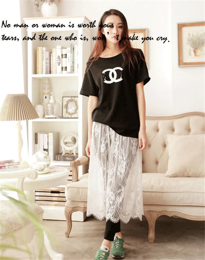 2023 New Fashion Summer Slips Women Casual Lace Transparent Midi Long Skirts Ladies Basic Skirt petticoat Underskirt