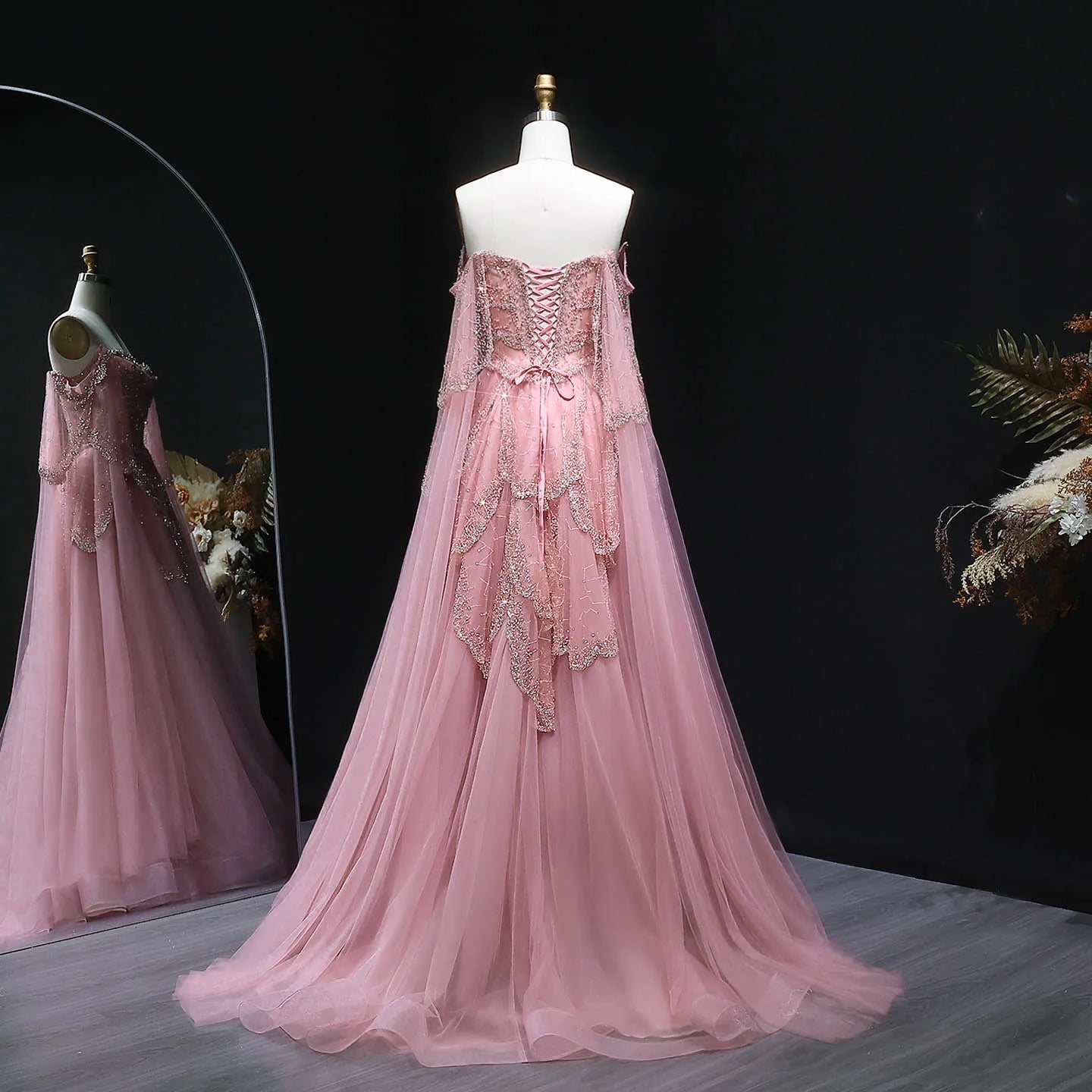 Sharon Said Elegant Off Shoulder Sage Green Evening Dress with Cape Sleeves Sweetheart Luxury for Weddig Party SS215 Customized