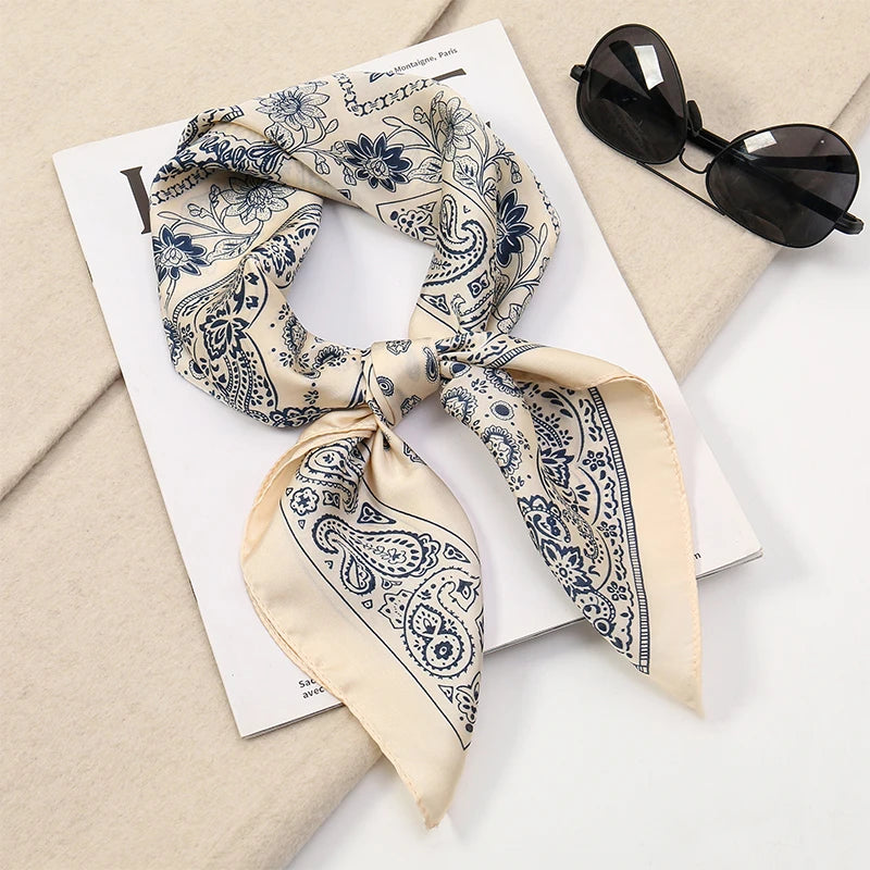 70Cm Square Paisley Printed Women Scarf Silk Satin Scarves Shawl Designer Headband Hijab Bandana Wrap Bufanda