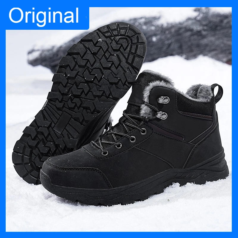 Mens Snow Boots 2026 New Winter High Top Thick-Soled Outdoor Anti Slip Mountaineering Shoes Comfortable Warm Plush Ankle Boots
