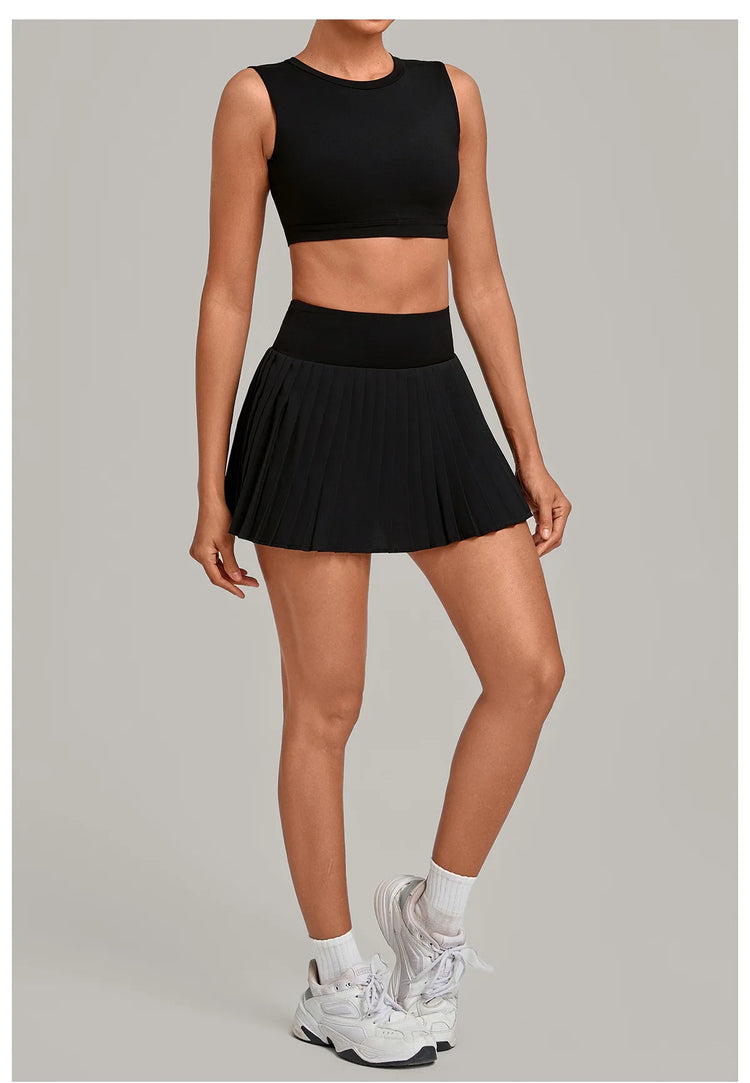 2 Pieces Yoga Set Women's Tracksuit Sexy Sports Bra High Waist Sports Short Skirt Gym Fitness Sleeveless Workout Suit Sportswear